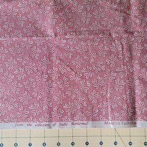 1 yard Pink with Leaves Colonial Christmas Marcus Fabric by Judie Rothermel
